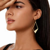 Gold Plated Lightweight Statement Rhombus Drop Earrings Leverback Hook Earing for Women Mom Girls - Image 4