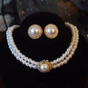 Women Elegant Pearl Double Layers Necklace Earrings Vintage Classic Chains For Lady Party Wedding Retro Jewelry Choker - Image 4