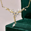 Teardrop Round Cubic Zirconia Collarbone Charm Chain CZ Lab Diamond Silver Plated Women Snowflake Pendant Necklace Jewelry - Image 2