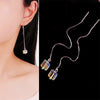 1Pair Silver Needle Acrylic Square Earrings Line Tassel Chain Drop Earring Women's Ear Line Straight Jewelry Gifts - Image 2