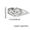 316L Stainless Steel Leaf Stripe Weave Chain Open Ring for Women Men Special Punk Jewelry Gifts - Image 12