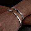 2pcs Stackable Bracelets for Men Teens, Open Cuff Bangle, Twisted Rope Figaro Chain Cuban Link Chain Bracelets Set - Image 14