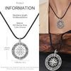 Silver Compass Black Leather Thong Necklace For Men Women Jewelry Gift - Image 1