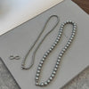 elegant 8-shaped buckle double pearl necklaces unique detachable suitable for wearing linen gray chains jewelry - Image 3
