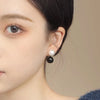 Retro French Sweet Pearl Temperament Drop Earrings Black White Beads Senior Simplicity Women Earrings Jewelry - Image 4