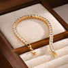 Cubic Zirconia Chain Tennis Bracelet Women, Gold Plated CZ Link, Elegant Sparkling Stackable Statement Wrist Jewelry Gift - Image 6