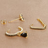 3PCS Water Drop Huggie Hoop Earrings Set for Women Three-petal Flower Stud Earrings Prevent Allergy Piercing Jewelry - Image 6
