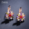 Zakol Rose Gold Color Flower Hoop Earrings for Women CZ Crystal Zircon Earring - Image 10