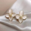Hibiscus Dropped Glaze Flower Stud Earrings for Women Girl French Vintage Korean Wedding Romantic Jewelry Gifts - Image 3