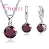 Silver Pendant Necklace Earrings For Women Engagement Jewelry Set Austrian Crystal - Image 11