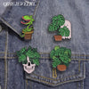 Gothic Skull Head Potted Plants Enamel Pins Punk Skeleton Ghost Frog Plants Brooches Collar Lapel Badge Jewelry Gift For Friends - Image 1