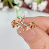 Fancy Leaf Design Adjustable Opening Rings for Women Sparkling Cubic Zirconia Olive Ring Party Daily Wear Jewelry - Image 9