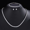 Round Cubic Zirconia Tennis Necklace and Earrings Bridal Jewelry Set - Image 14