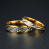 Stainless Steel Gold Color Wave Pattern Couple Ring Titanium Steel Wedding Engagement Ring Promise Ring Jewelry Gift - Image 2