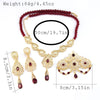 Sunspicems Gold Color Arabic Morocco Bridal Wedding Jewelry Sets Beads Necklace Waterdrop Pendant Long Earring Filigree Brooch - Image 6