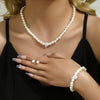 Silver Color Pearl Crystal Bridal Jewelry Sets Wave Shape Choker Necklace Earrings Sets for Women Wedding Jewelry Sets - Image 9