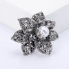 Rhinestone Flower Brooch Pin with Pearl and Leaf Designs - Image 6