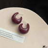 Vintage Silver Needle Dark Wine Red Drop Earrings Female Resin Personality Temperament Earrings - Image 1