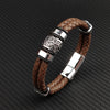 Brown 316L Stainless Steel Irregularly Cracked Man Bracelet Braided Leather Men's Jewelry Items - Image 3