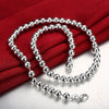 Silver Bracelets necklace Jewelry set for Women 8MM beads chain Girl Party Gifts - Image 6