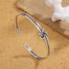 European Retro Personality Rope Buckle Two Thread Knotting Bangle Silver Opening Bracelets - Image 4