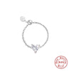 Silver Octagonal Star/Round/Petal Zircon Charms Finger Rings For Women Adjustable Opening Chain Ring Jewelry - Image 11