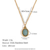 Marble Sun Pattern Round Mini Turquoise Eye Retro Round Coin Rectangular Snake Chain Freshwater Pearl Necklace - Image 7