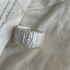 Silver Rings For Women Geometric Jewelry Finger Adjustable Simple Interline Wide Ring For Party Birthday Gift - Image 3