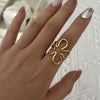 Stainless Steel Five-Petal Flower Ring in Multiple Colors - Image 8