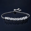 Classic Shiny Clear Zircon Flowers Adjustable Charm Bracelets for Women Sliver Color Wedding Jewelry - Image 1