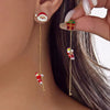 Moving Santa Claus Tassel Dangle Earrings for Women Santa Christmas Tree Asymmetric Long Chain Earrings Jewelry Gift - Image 3