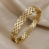 316L Stainless Steel Bracelet Bangle for Women Glossy Gold Plated Oval Link Wide Cuff Bracelets Jewelry - Image 6