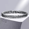 Chunky Retro Cuban Chain Bracelets for Men, Vintage Antique Stainless Steel Curb Dome Link Wristband, Cool Outfit Jewelry - Image 1