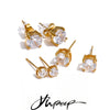 1Set Shiny Cubic Zirconia Round Stud Earrings Daily Stainless Steel Versatile Jewelry Party Gift - Image 1
