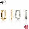 Silver Geometric Minimalist Square Hoop Earring for Women Small Circle Huggies Zircon Ear Buckles Jewelry - Image 1