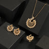 Arabian Style Pearl Geometric Pendant Necklace Earrings Ring 3 Piece Set Classic Banquet Wedding Jewelry Set Birthday Gift - Image 2