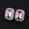 Hot Pink Crystal Clip Earrings For Women Jewelry Charm Geometric Shape Bridal Earrings Wedding Prom Jewelry Gifts - Image 7