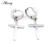 2PCS Stainless Steel Star Cross Snake Spike Skull Sword Blade Chain Feather Spider Dangle Women Men Huggie Hoop Earrings - Image 27
