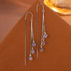 Elegant Drop Earrings For Women Bright Crystal Zirconia Square Copper Long Tassel Dangle Ear Piercing Line Accessory - Image 2