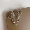 Korean Personality Irregular Bowknot Earrings Simple Silver Color Metal Line Big Long Bow Drop Earrings Female Jewelry - Image 4