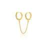 Gold Silver Color Plated Double Hole Link Chain Circle Hoop Earrings Zircon Star Lightning Eye Pendant Huggie Piercing Earring - Image 23