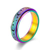 Frosted Stainless Steel Moon And Star Fidget Rings For Women Men And Rotating Ring Metal Spinner Ring - Image 10