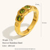 La. Muses Three Green Zircon Stainless Steel Women's Ring Pvd Gold Plated Daily Jewelry Accessories Gift - Image 5