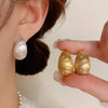 Brushed Matte Metal Water Drop Zircon Earrings for Women Chunky Geometric Party Jewelry Accessories - Image 2