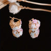 1 Pair Floral Hoop Earrings for Women Alloy with Resin Inlay Japanese Korean Style Suitable for Daily Wear and Weddings - Image 2