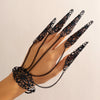 Creative Exaggerated Dubai Indian Finger Wrist Chain Bracelets for Women Punk Nail Rings With Bracelet Y2K Jewelry Steampunk - Image 1