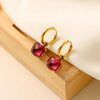 Stainless Steel Colorful Double White Black Square Stone Drop Earring Gold Plated Earrings For Women Jewelry - Image 1