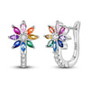 Colorful Cubic Zirconia Huggie Hoop Earrings in Flower Butterfly and Clover Designs - Image 12
