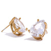 Shinny Cubic Zirconia Stainless Steel Water Drop Stud Earrings Women Gold Plated Bling Jewelry - Image 8
