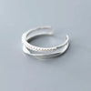 Silver Double Geometry zircon Ring For Women Jewelry Finger Adjustable Open Ring For Party Birthday Gift - Image 4